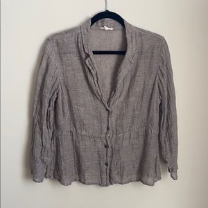 Eileen Fisher Button up Peplum Linen  Shirt